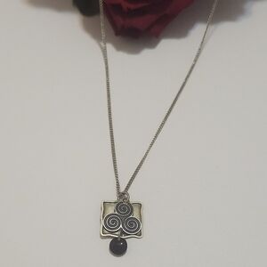 Vintage Silver Celtic Knot Triskele Swirl Pendant Necklace 18" Long